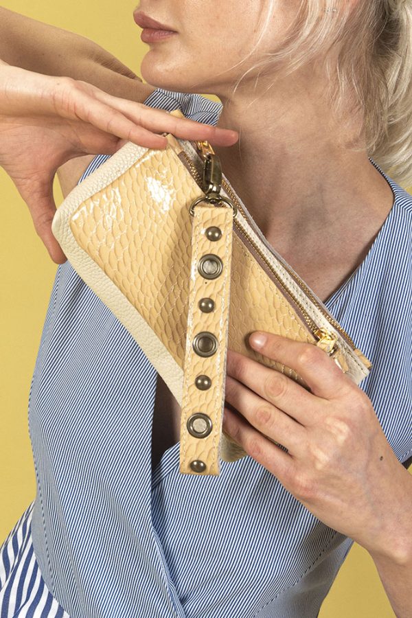 Sobre Agra / Croco Charol Maíz + Offwhite