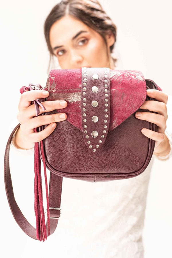 Cartera Madrid / Cuero Bordeau + Gamuza Fantasía Bordeau