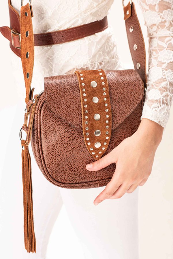 Cartera Madrid / Cuero Tabaco + Gamuza Óxido