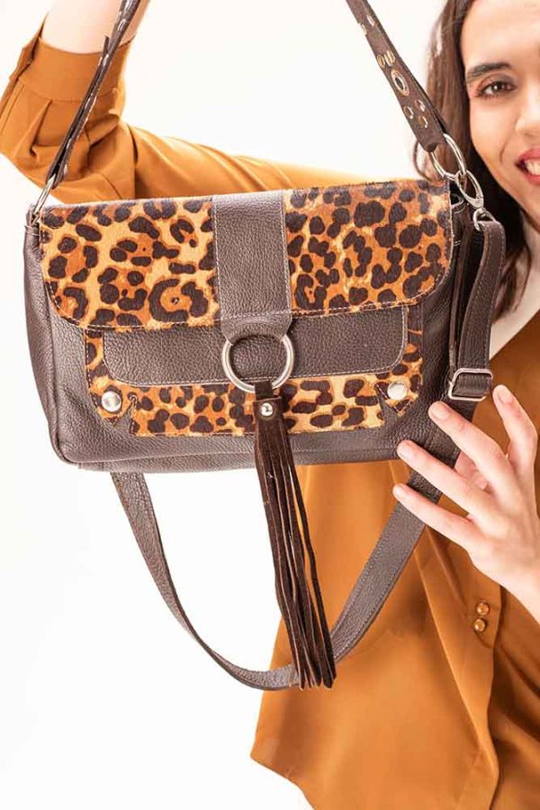 Cartera Nápoles / Marrón chocolate y Leopardo