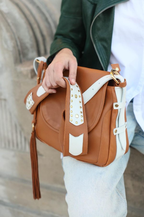 Cartera Toscana II / Camel y Blanco