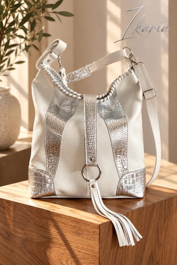 Bolso Ikaria / Crocco Plata + Blanco Tiza
